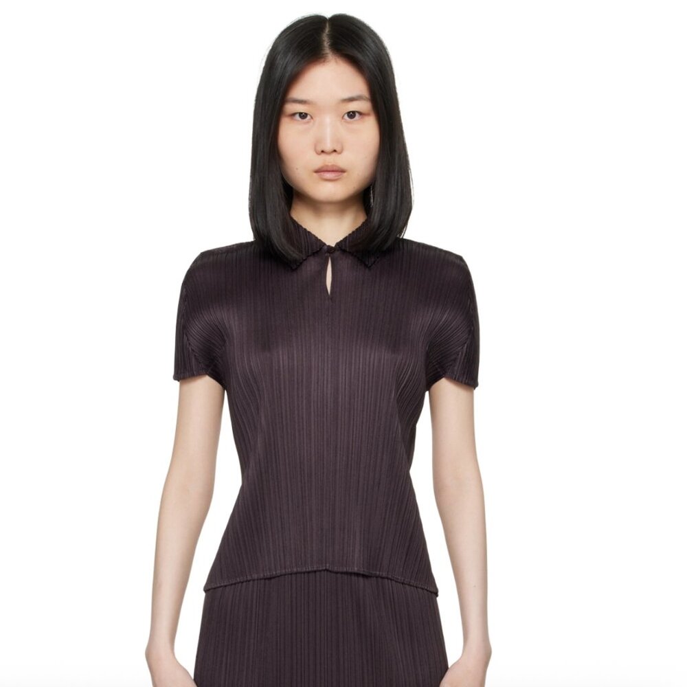 PLEATS PLEASE ISSEY MIYAKE Black Monthly Colors April Polo (size 5)